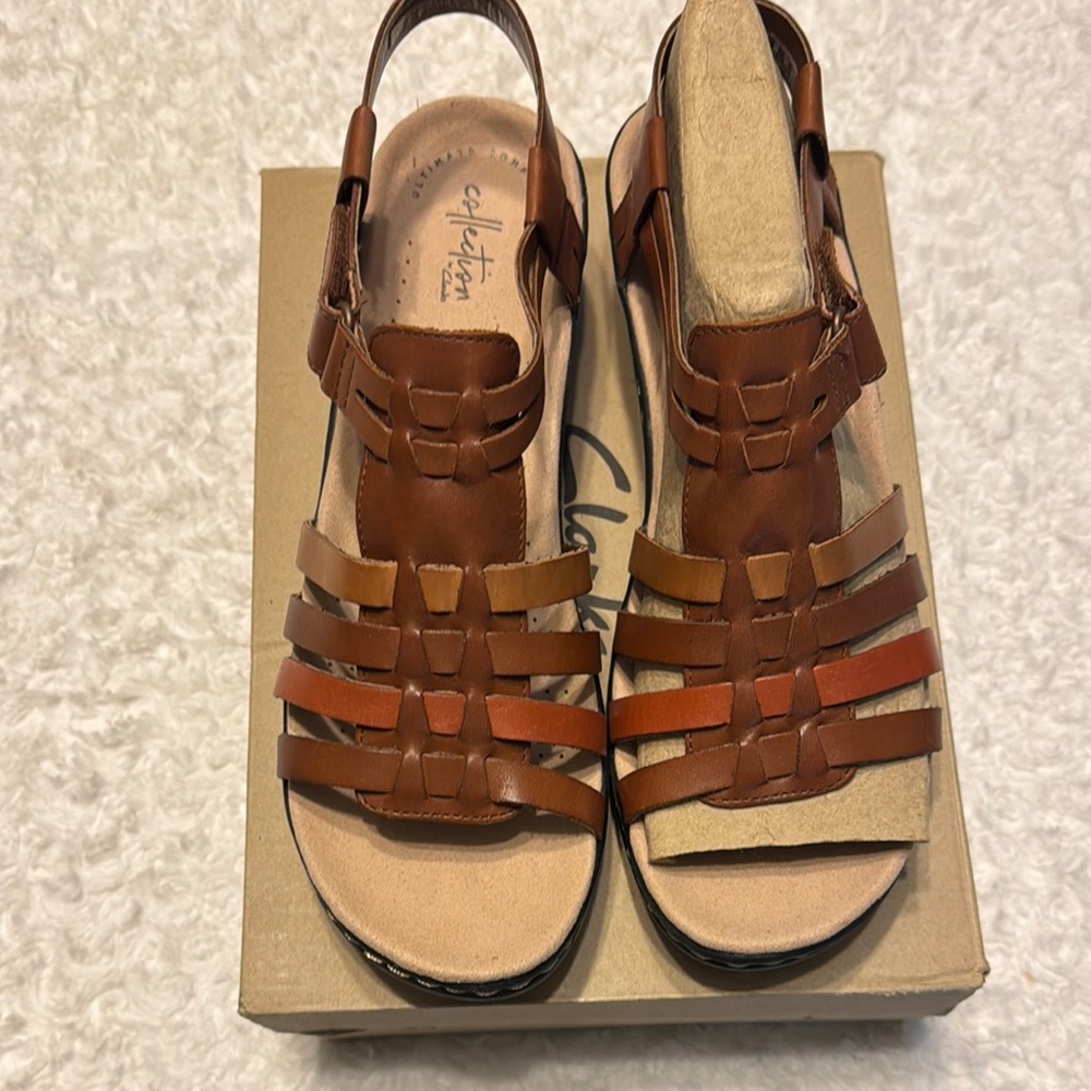 Clarks Women's Brown Leather Sandals